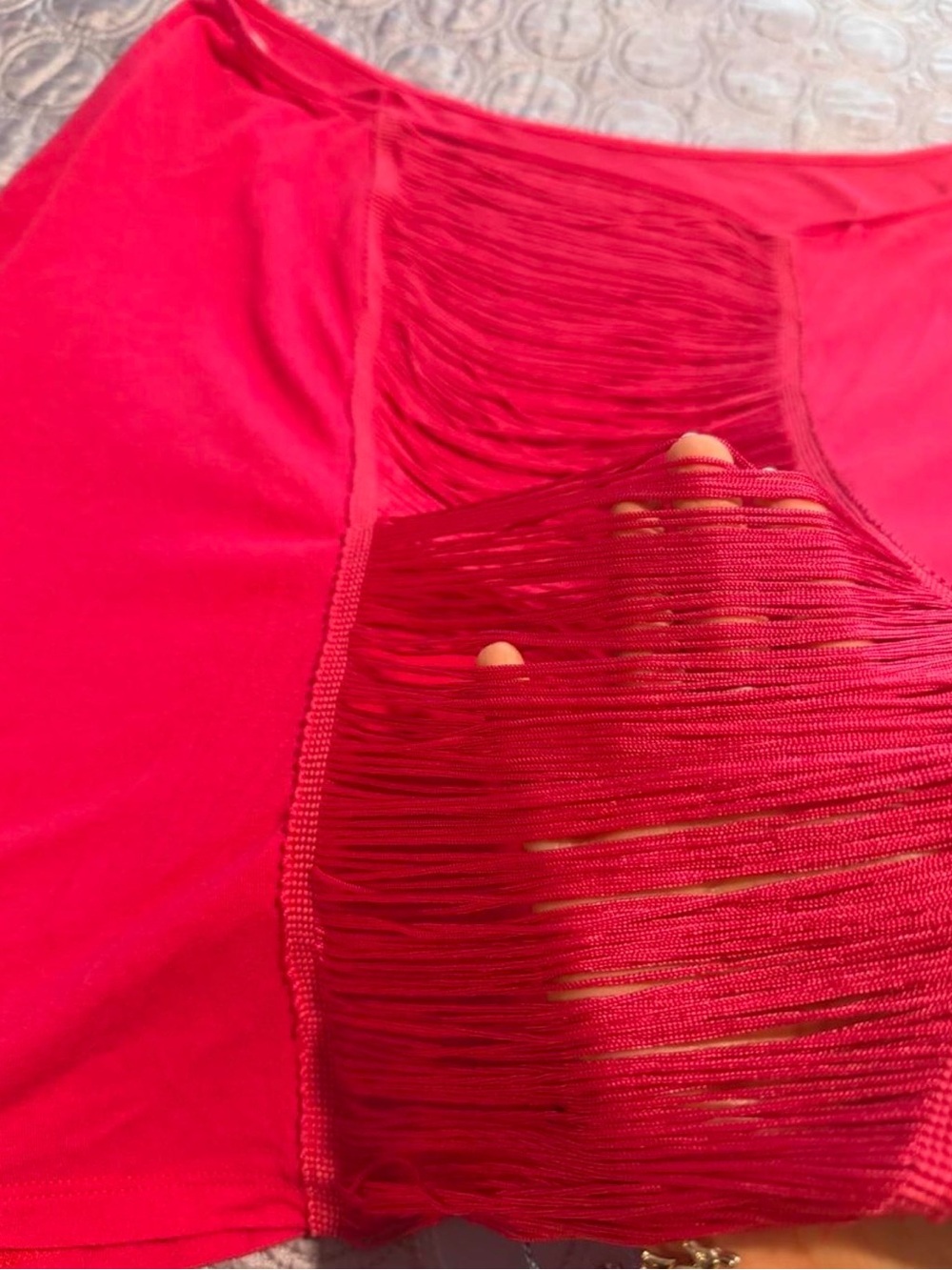Hot pink Fringe Detail Off-Shoulder Top - Picture 6 of 7